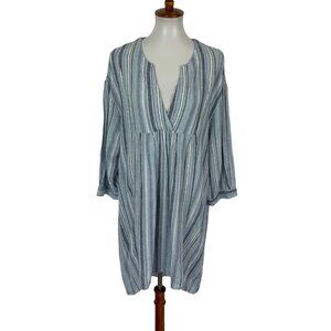 Marissa Olivia Blue Striped Dress XL Short Sleeve Coastal Preppy Nautical Resort